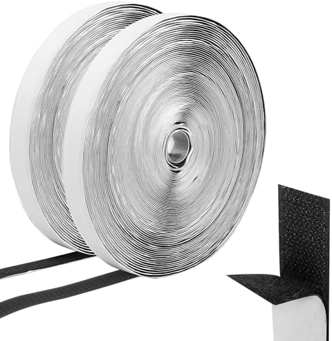 XHYASD 25m x 20mm Klettband Selbstklebend Extra Stark, Selbstklebendes klettband Schwarz, Doppelseitiges Klett klebeband, Tape für Kabel Organizer Vorhänge und Sofakissen Befestigt