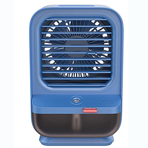 Ventilador De Aire Acondicionado Portátil, Mini Enfriador USB, Ventilador Móvil con Tres Ajustes De Velocidad, Nebulizador Humidificador, Recargable De 4000 Mah (Blue)