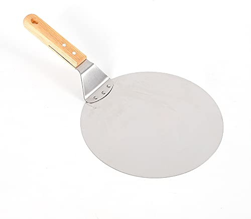 MIIWWOWO Pizzaschaufel Edelstahl Pizzaschieber Pizzaschaufel aus Rostfreiem Edelstahl Pizzaschieber mit Holzgriff, Pizza Schaufel für Pizzen, Grossen Kuchen, Torten