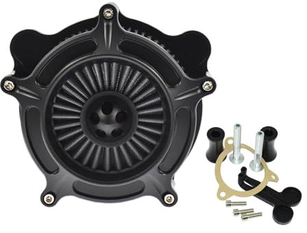Nettoyable & réutilisable‌ Kit de filtre à air pour turbine de moto, système d'admission d'air pour Harley Sportster Dyna V-Rod Softail Fat Boy Haute perméabilité‌(C)
