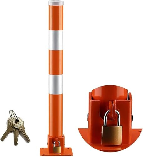 Poteau de sécurité pliable pour allée, barrière de stationnement sécurisée avec serrure pour zones sensibles à la circulation