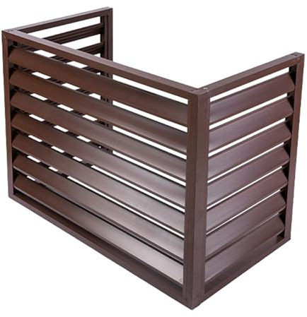WAMJ AQDY Cache Climatiseur Extérieur, Cache Pompe a Chaleur Extérieur, Confidentialité Accrue, Panneaux en Alliage D'aluminium pour Dissimuler Le Climatiseur(Brown,110x80x60cm)