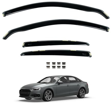 Van Demon Team HEKO Wind Deflectors for Audi A4 2016+ [Only suitable for saloon models] Front and Rear Set of Window Deflectors, Accessories Smoked UV & Scratch Resistant Acrylic In-Channel Fitting