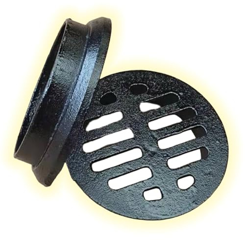 VLKLPZAHAK Outdoor Floor Drain Cover 8in Cast Iron Sewer Grate Round Floor Drain Heavy Duty Drain Grate Black Sewer Drain Cover ﻿for Small Lawns(110mm-4.3in)