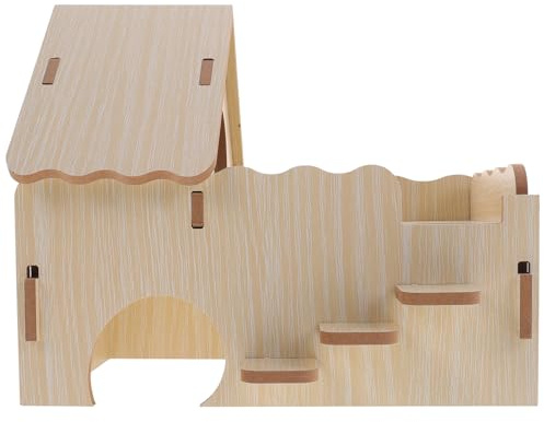 Abaodam Maison en Bois pour Hamster, Abri D’Intérieur pour Cobayes, Jouet Multifonction Anti-Morsure, Échelle, Habitat Déco