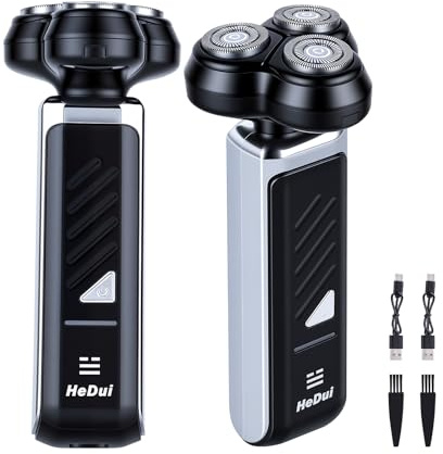Confezione da 2 rasoi rotanti elettrici da uomo con testa flottante 3D, rasoio rotante USB-C ricaricabile, facile da pulire, testa magnetica, regalo ideale per papà, marito, rasoio da viaggio per uomo