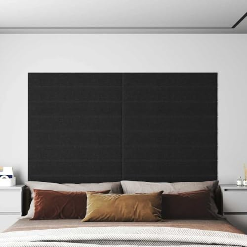 Schallschutzplatten Fassadenverkleidung,Wandpaneele 12 Stk. Schwarz 90x15 cm Stoff 1,62 m²,Wandpaneel für Küche,Badezimmer,Balkon,Schlafzimmer,Wohnzimmer