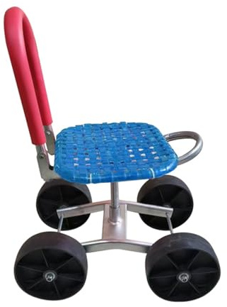 Sgabello da giardino pieghevole con ruote, altezza regolabile e schienale per un facile supporto per giardinaggio e agricoltura