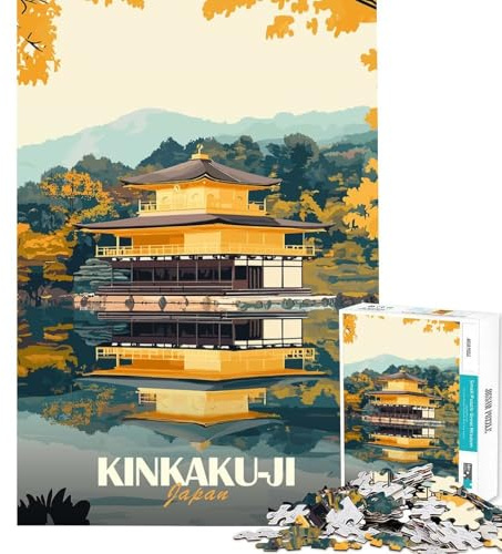 Jigsaw Puzzles 1000 Piece for Adults Kinkaku-ji Golden Pavilion Mental Challenge Toy Smooth Edge Play Chill Time Play Holiday Present (38x52cm)