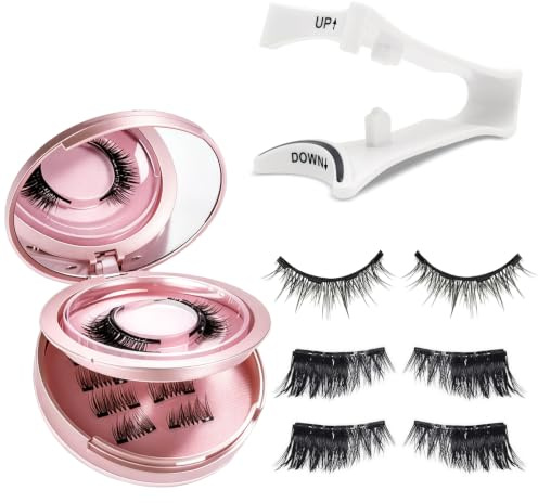 Magnetische Wimpern 3 Paar, Wiederverwendbare Fake Lashes ohne Kleber & Eyeliner, Leicht & Bequem für Alltag & Party, Magnetische Wimpern Natürlich Look mit Applikator & Spiegelbox
