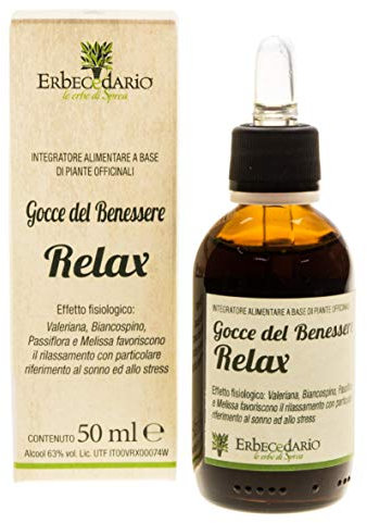 Gocce Del Benessere Relax con Valeriana e Biancospino, Integratore per dormire meglio Calmante e Rilassante, Gocce per dormire contro Agitazione, Nervosismo e Stress - Flacone 50ml