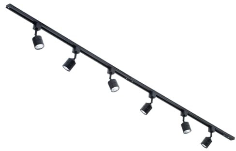 LITECRAFT Kitchen Track Light with Soho Fixture & GU10 LED Bulbs - (Black, 2M 6 Light)