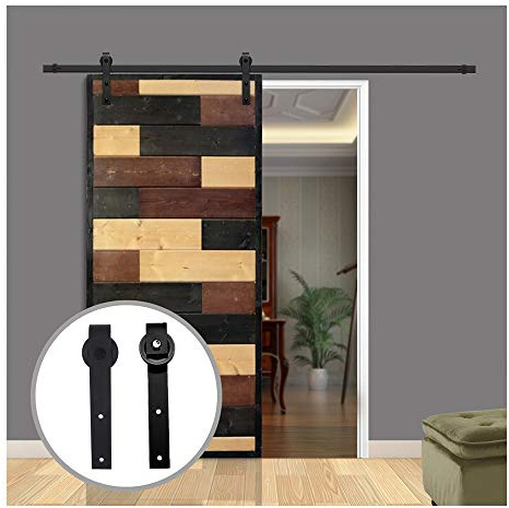 LWZH 13.6FT/413 cm Schiebetürbeschlag Set Barn Door Hardware Kit Laufschienen für Schiebetür Hängeschiene Schiebetürsystem