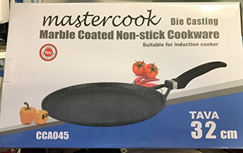 32 cm Mastercook Die Casting Marble Coated Non-Stick Flat Tava, Suitable for Induction Cooker Heavy Duty Crepe Pancake Chapati ROTI PAN DOSA Heavy Duty Crepe Pancake Chapati ROTI PAN DOSA