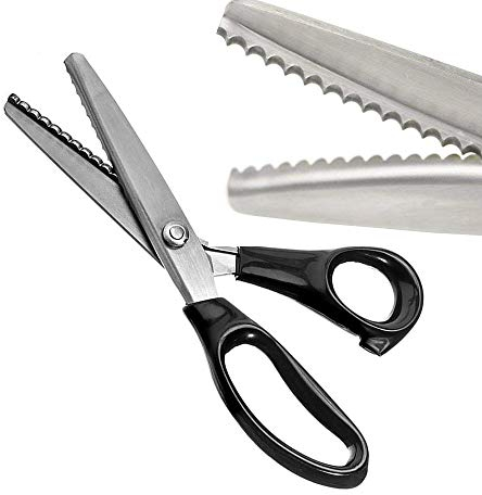 NEJLSD Zackenschere für Stoff, Edelstahl-Griff, professionelle Schneiderschere, Nähschere, Zick-Zack-Stoff-Bastelschere scalloped 5mm