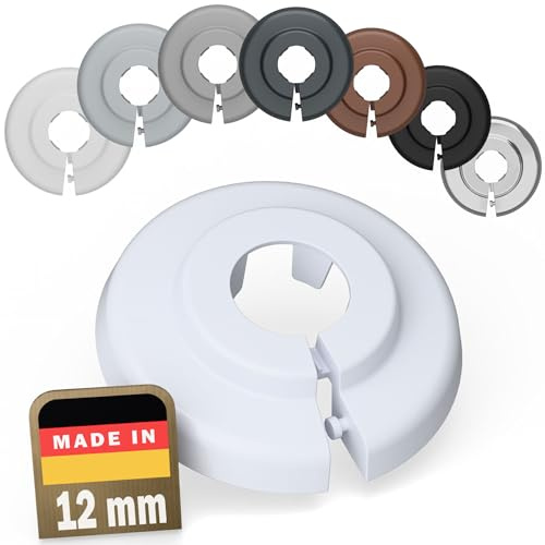 FUX 6 Pcs Cache Tuyau Rosace Radiateur 12mm Blanc | Habille proprement les sorties de tuyaux de chauffage, pose clipsable sans outil