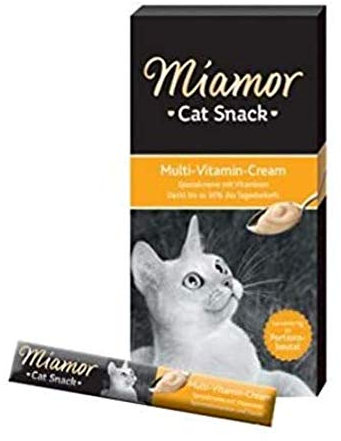 Miamor Cat Snack Multi-Vitamin Cream 66 x 15g Tasty Cream Packed Full with Valuable Vitamins Trace Elements & Taurine Aids Immune System & Resistance to Infection