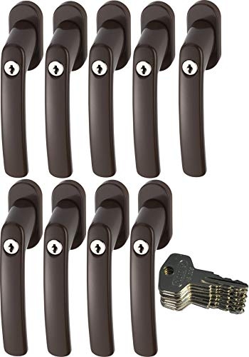 ABUS FG200 B SB abschließbarer Fenstergriff, braun im Set 9 Stück
