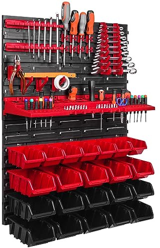 Garagenregal 576 x 780 Wandregal Stapelboxen Werkzeughalter Sichtlagerkästen Kunststoff Box Schütte (ITBNN600x2-U1001-MIX19)