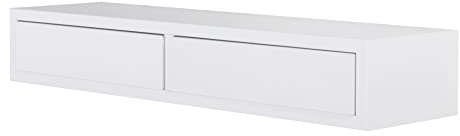 MODULARREDO | Domino Maxi Wandregal mit Schublade, Hängender Nachttisch, Wandregal, 88,2 x 13,4 x 23,7 cm, Weiß – Made in Italy