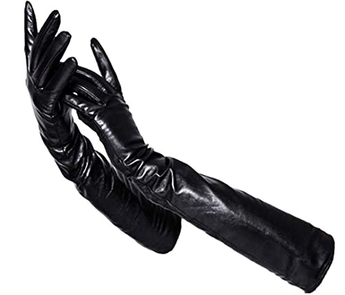 50 cm lange Lederhandschuhe, klassische lange Lederhandschuhe für Damen, warme Winterhandschuhe, Lammfell lange Handschuhe