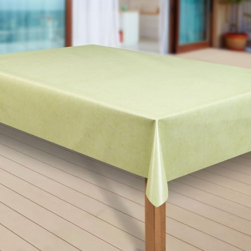 laro Wachstuch-Tischdecke Abwaschbar Garten-Tischdecke Wachstischdecke PVC Plastik-Tischdecken Eckig Meterware Wasserabweisend Abwischbar, Muster:Uni grün meliert, Größe:100x280