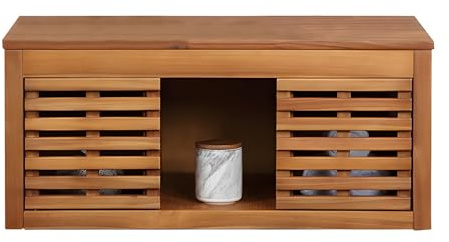 Vente-unique-Mobile sotto lavabo sospeso 90 cm in Legno d'acacia - PENEBEL