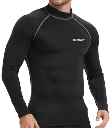 TERODACO Rash Vest Mens Sun Protection Swimming Shirts | Long Sleeve Compression Wetsuit Top Mens Diving Surfing Rash Guard Base Layer,Fast Dry Stretchy Breathable