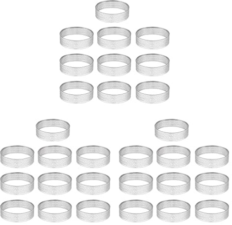 30 pièces de 4,5 cm de diamètre, cercles à tarte ronds en acier inoxydable perforés sans couture, cercles à quiche, cercles à tarte, cercles à tarte avec trous