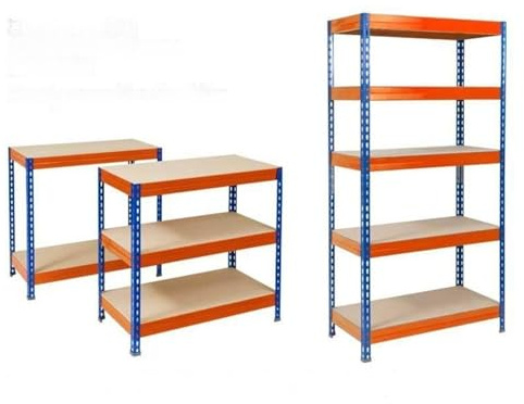 KARAT Étagère pour Charges Lourdes - Étagère à emboîter, étagère de Stockage, Banc de Travail - Charge maximale : 1250 kg - Montage Rapide et Stable -Bleu-Orange, 220 x 120 x 60 cm