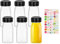 PFLYPF 6 x Saftflaschen aus Kunststoff mit 1 Fruchtetikett, Saftflaschen aus Kunststoff mit luftdichtem Deckel zur Aufbewahrung von Saft, Milch, Smoothies, hausgemachten Getränken