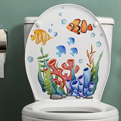 3D sous-Marin Décalcomanies des Toilettes Autocollants De Couvercle Amovible Étanche De Siège De Toilette Étanche pour Salle De Bain WC Toilette Decor