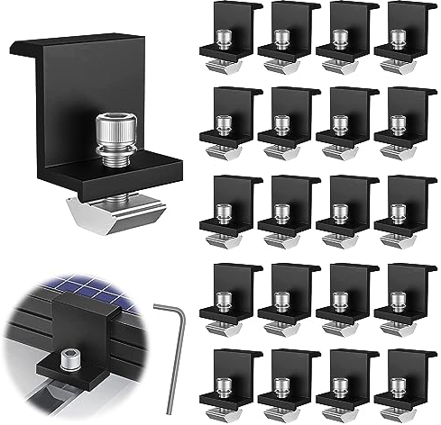 20 Piezas Soporte Placas Solares, 30 mm Soporte de Panel Solar Z, con Llave Hexagonal, para Techos, Barcos, Kit Placas Solares Negro