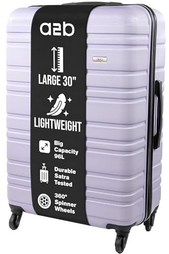 A2B 30 Large Lightweight Hard Shell Suitcase - Light Purple Luggage with 4 Spinner Wheels, Durable ABS Travel Cases for Holiday, Stress Tested Zippers (Lilac, Large)