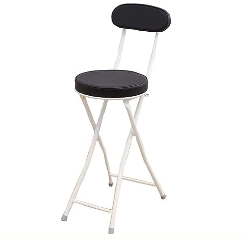 Sgabello da Bar Pieghevole da 60 cm, Sgabello Pieghevole da Cucina con Schienale, capacità di Carico di 132 lb, Sgabello Alto Pieghevole per Il Gioco della Sala Ricreativa del Dormitorio(Zwart)