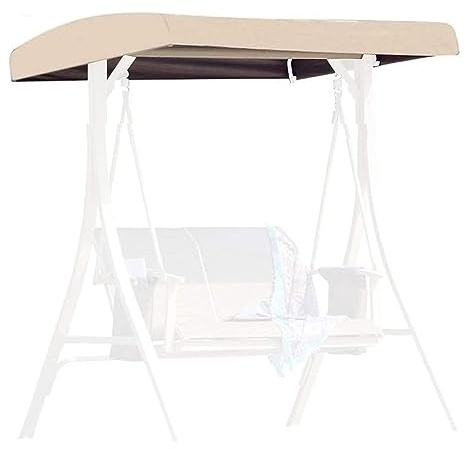 DFANCE Hollywoodschaukel Dachbezug 2 3 Sitzer, Wasserdicht Schaukeldach Ersatz-Bezug ​für Gartenschaukel,Fuer Hollywoodschaukel UV Schutz Bezug für Garten Terrasse,Beige,210D:191 * 120 * 18/23cm