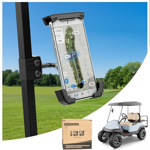 10L0L Stabile Handyhalterung für Golfwagen, kompatibel mit Yamaha/Club Car/EZGO, coolstes Golfwagen-Zubehör passend für iPhone, Android und alle Smartphones, ultra-stabiler Clip/360° drehbar