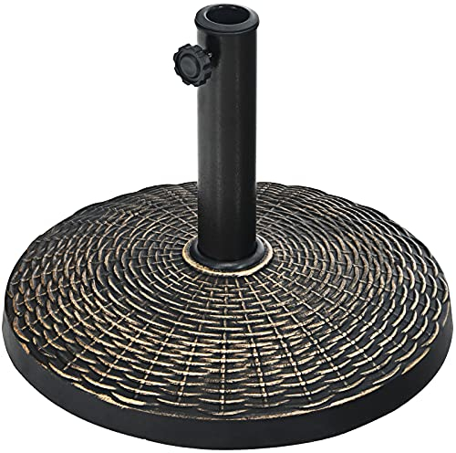 RELAX4LIFE Sonnenschirmständer, Ø45cm Schirmständer für Schirmstöcke von 38/48 mm, Sonnenschirmfuß Rund Rattanoptik für Garten Balkon Terrasse, Bronze (12, Kilogramm)