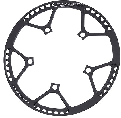 YLME Fahrrad Kettenblatt, 45T 47T 53T 58T Faltrad Kettenblatt Mit Schutzabdeckung, 130 BCD Single Disc Narrow Wide Kettenblatt Für Single Speed ​​Rennräder Und BMX Fahrräder,Schwarz,53T
