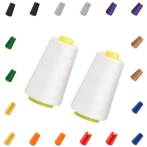 Nähgarn für Nähmaschine Weiß Nähgarn Polyester Sewing Machine Thread Nähmaschinen Vorhanden Fest und Nicht Leicht zu Brechen Reißfest 2 Stück 5484m
