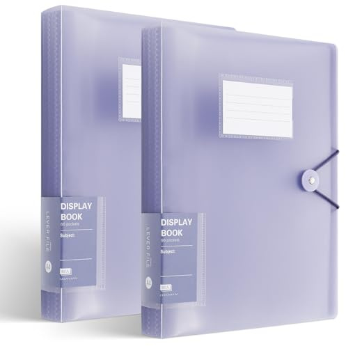 Thboxes 2 Pack Total 120 Pockets A4 Display Folders, Display Book Folder with Plastic Sleeves and Safety Rope Presentation Folders Document Project Folder for School and Offices