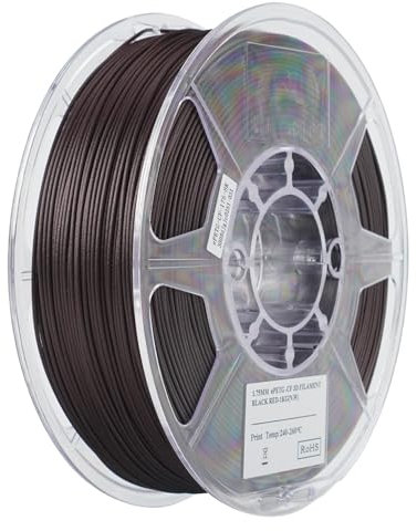 eSUN PETG Filament 1.75mm, PETG-CF Carbonfaser gefülltes PETG Filament, 1KG Spule (2.2 LBS) 3D Druck Materialien für FDM 3D Drucker, Schwarz Rot