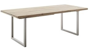 möbelando Kulissen-Esstisch >Brooklyn< ausziehabar, Eiche Bianco geölt/Edelstahl - 180/280x73x100 (BxHxT)