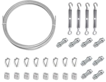 Drahtspanner, verstellbarer Spannschlossspanner, 20 m 4 mm Edelstahl-Drahtseil-Set, 4 mm PVC-beschichtetes Drahtseil-Metallkabel mit Aluminium-Crimphülsen, Drahtseilkausche aus Edelstahl 304, Spannsch