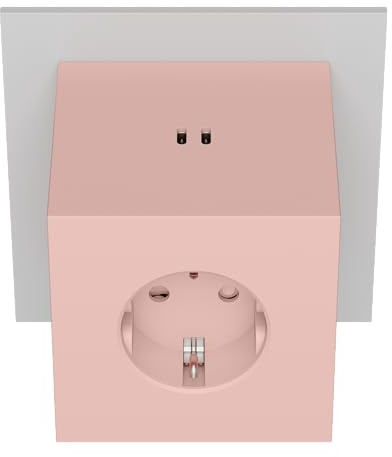 Avolt Square 2 Steckdosenleiste mit USB-C – Design Steckdosenwürfel mit 3-Steckdosen & 2 USB-C Ports (30W) – Mehrfachsteckdose für Büro & Zuhause – In Mehreren Farben Erhältlich (New Pink)