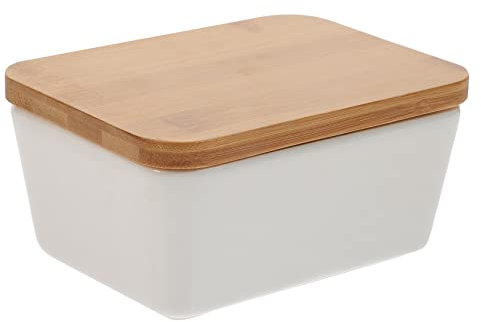 Amosfun Butter Box Cerámica Con Tapa De Madera Ideal Para Cocinas y Restaurantes