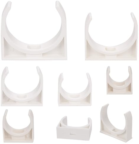 Swpeet 140Pcs 6 Sizes PVC U-Shaped Water Pipe Clamps Clips Assortment Kit, U-Shaped Buckles, Plastic Pipe Clips, Pipe Hangers Clamps, Holder Pipe Support, Tubing Clamps for TV Trays Hose Support