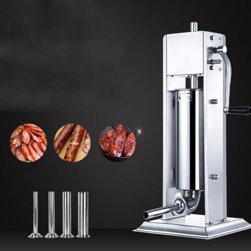 UPWONEC Macchina per Salsiccia Manuale di Grande capacità, Imbottitore di Salsiccia in Acciaio Inossidabile, Produttore di Salsiccia Rimovibile Verticale, Regolazione A Due velocità,10l