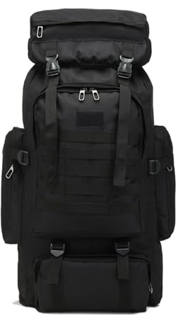Mochila del ejército, de inset de sellado del ejército 80L de gran capacidad - mochila de senderismo para senderismo al aire libre Camping Senderismo, Negro, Se référer au descriptif