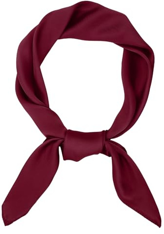 JasGood Damen Seidentuch Seide Leicht Eleganter Seidenschal Damen Bandana Halstuch Kopftuch Schal Vielseitiges Seidenschal für Frauen,Weinrot